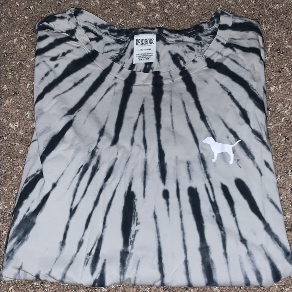 PINK tie dyed grey and blue t-shirt